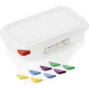 GN Behälter Set GN 86 1/4-065 mm, mit Deckel, mit rotem Clip, Set á 6 Stück, Polypropylen