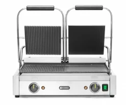 HENDI Doppel-Kontaktgrill links gerillt rechts Glatt, Breite 570mm