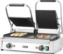 HENDI Doppel-Kontaktgrill links gerillt rechts Glatt, Breite 570mm