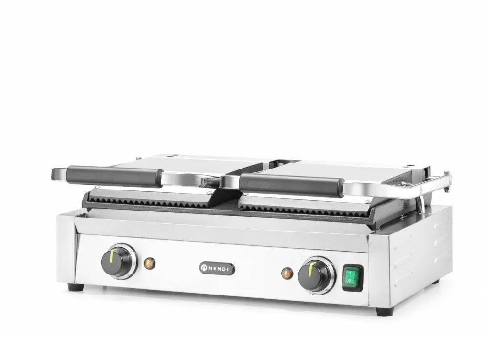 HENDI Doppel-Kontaktgrill oben gerillt/unten glatt, Breite 570mm
