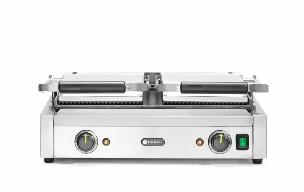HENDI Doppel-Kontaktgrill oben gerillt/unten glatt, Breite 570mm