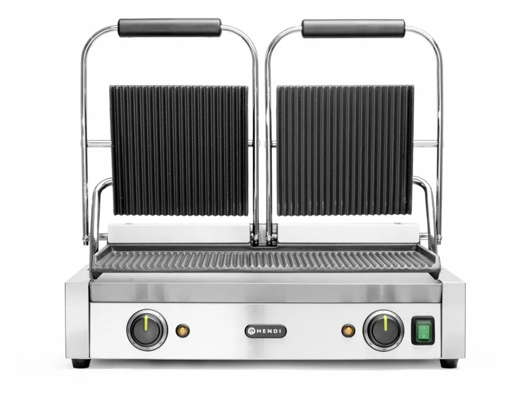 HENDI Dopp-Kontaktgrill oben/unten gerillt, Breite 570mm