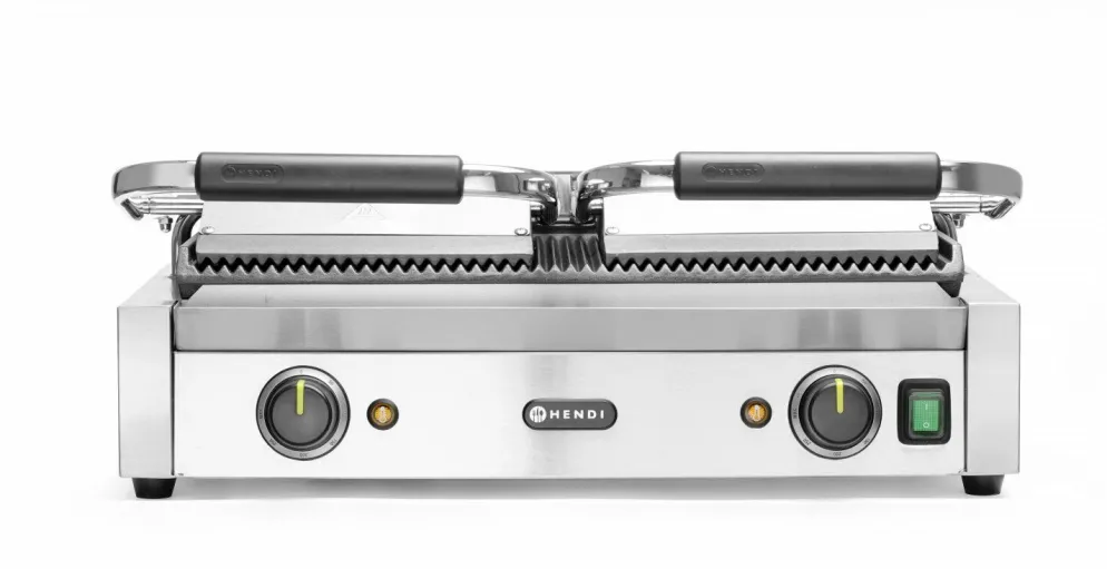 HENDI Dopp-Kontaktgrill oben/unten gerillt, Breite 570mm