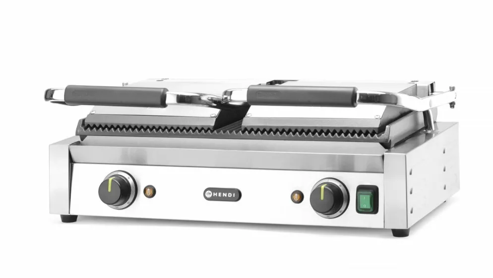 HENDI Dopp-Kontaktgrill oben/unten gerillt, Breite 570mm