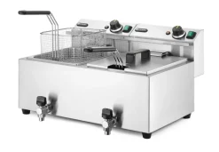 HENDI Friteuse Profi Line 2x8 L mit Ablasshahn 2x3,5kW