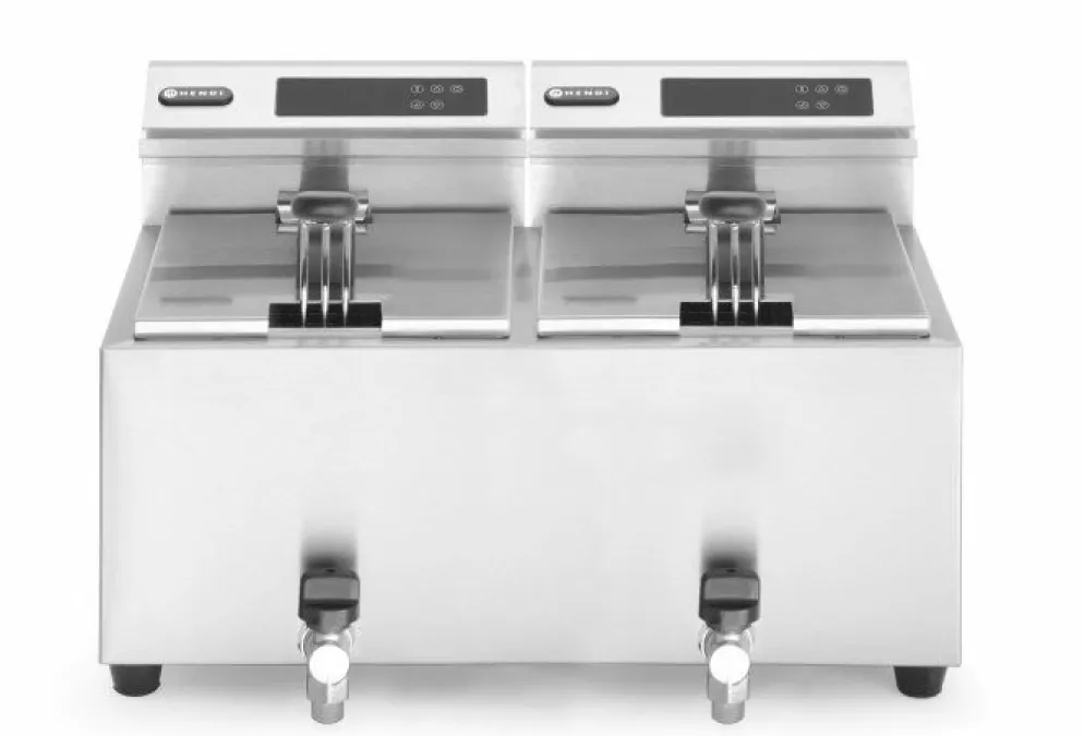 HENDI Fritteuse ProfiLine, digital Bedienfeld, Timer, 2x 8L, 7kW