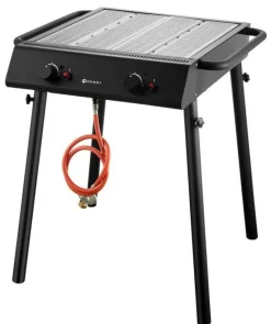 HENDI Gasgrill Xantos Black – 2 Brenner, 9,5 kW, Edelstahl & emailliert