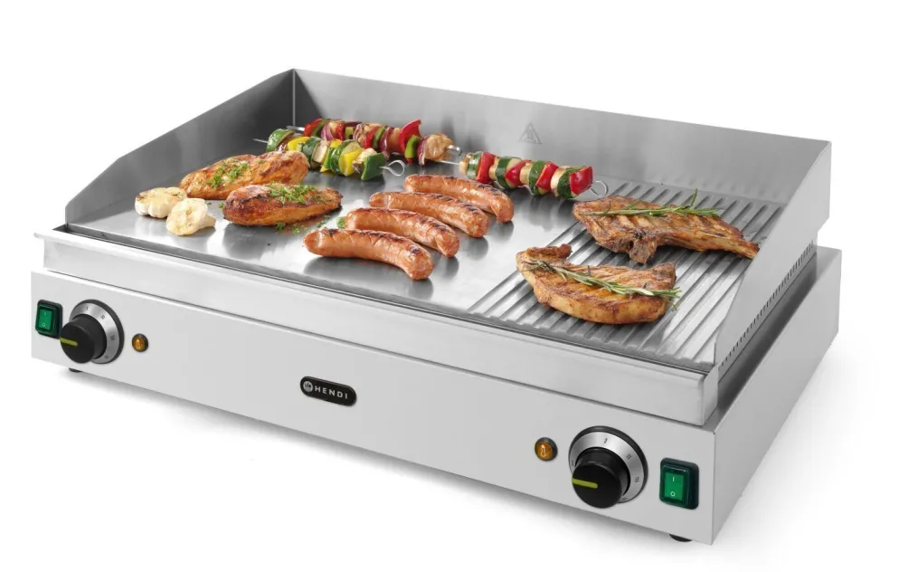 HENDI Grillplatte Profi Line 2/3 Glatt 1/3 Gerillt, 3500W