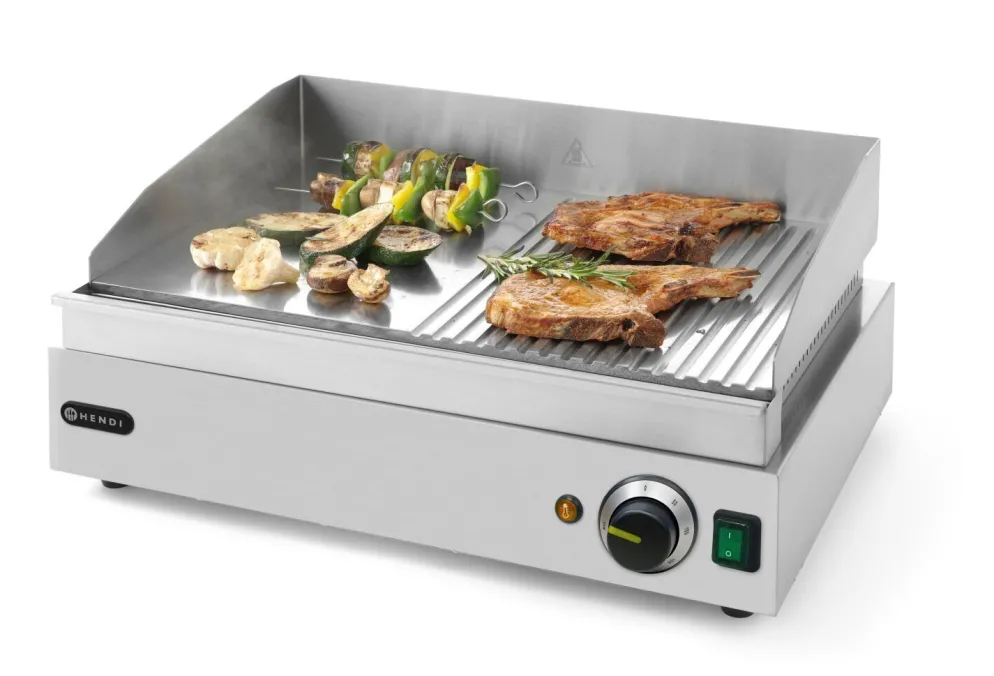 HENDI Grillplatte Profi Line 1/2glatt 1/2gerillt, 2400W