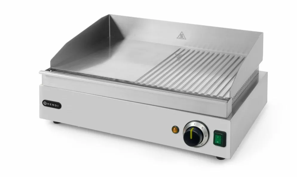 HENDI Grillplatte Profi Line 1/2glatt 1/2gerillt, 2400W