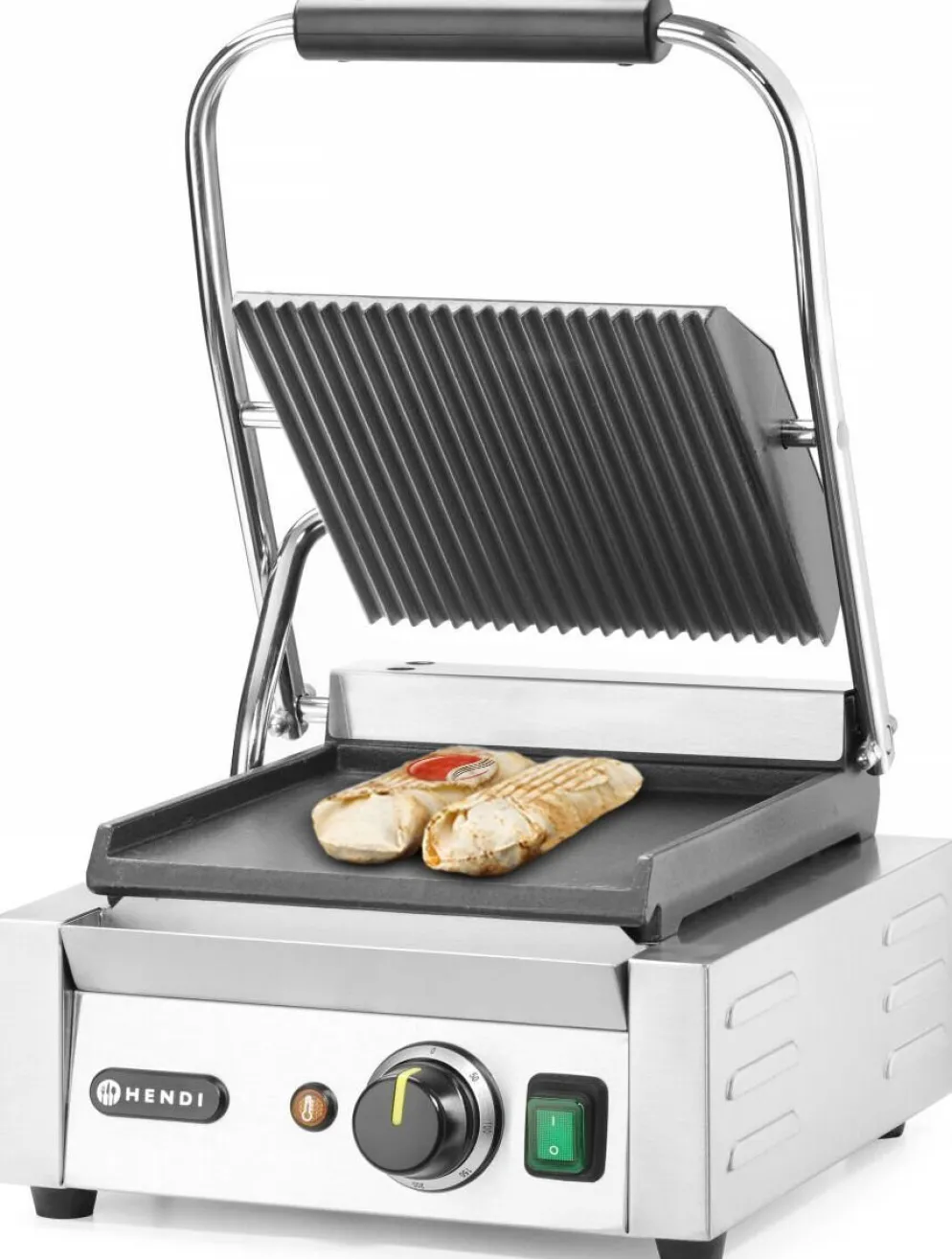 HENDI Kontaktgrill oben gerillt/unten glatt, Breite 310mm