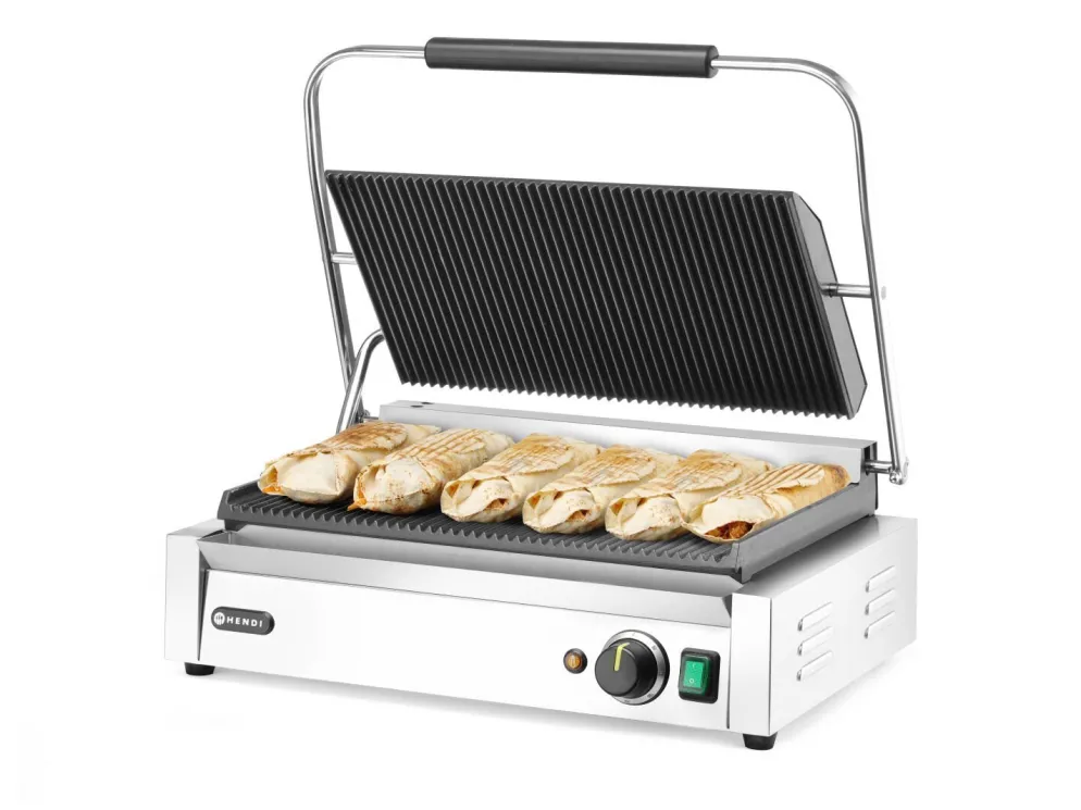 HENDI Kontakt-Grill Panini XL gerillt, 548x415x210mm
