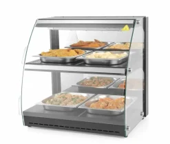 HENDI Warmhaltevitrine mit Quartzheizung, 2 Regalböden