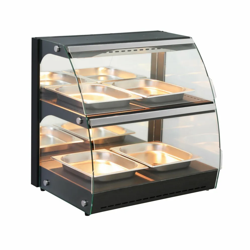 HENDI Warmhaltevitrine mit Quartzheizung, 2 Regalböden