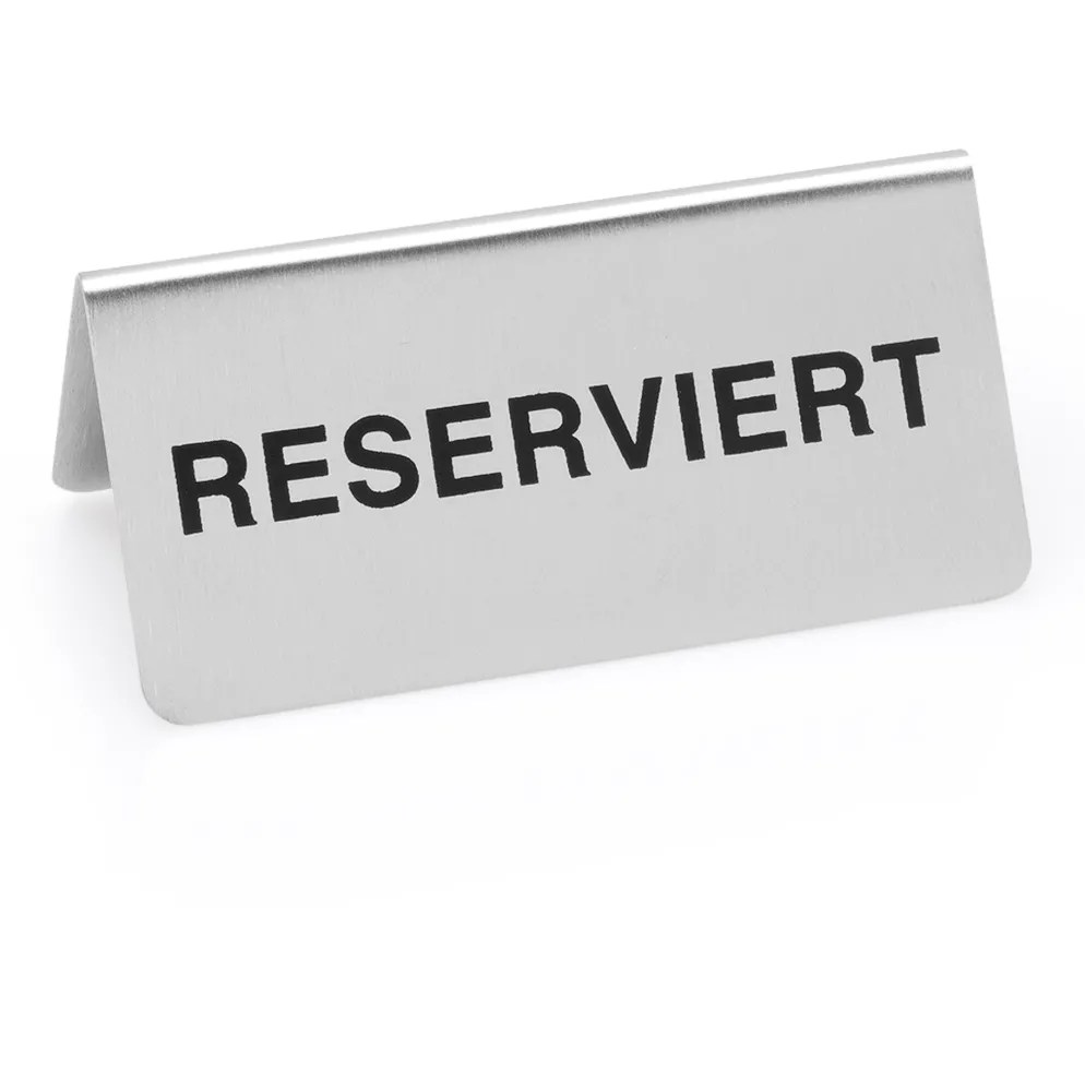 Hinweisschild "Reserviert" Set, 10 x 5 x 5 cm, Set á 12 Stück, Chromnickelstahl