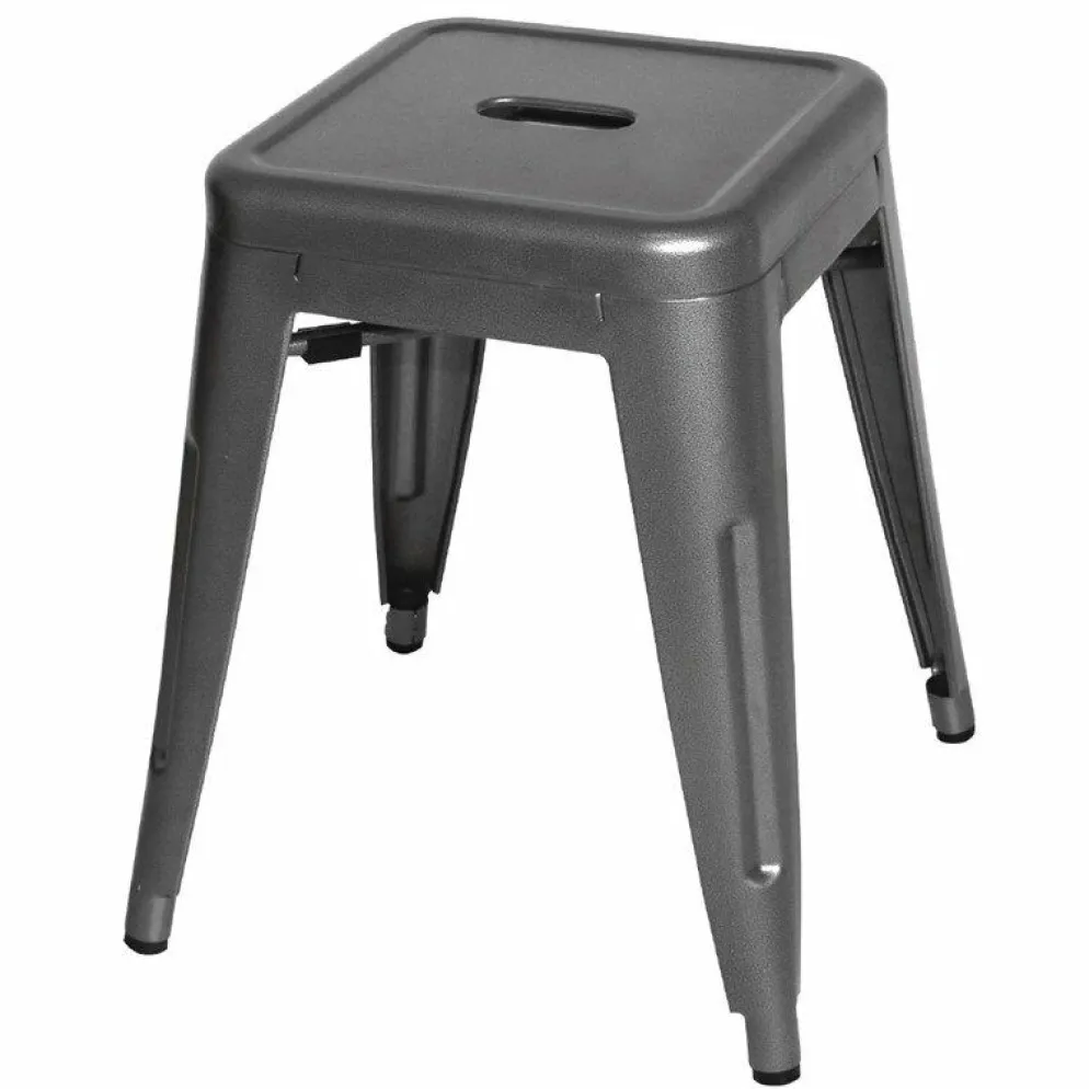 HOLLI-ST Bistro Hocker aus Stahl, grau, Sitzhöhe 46cm, klein