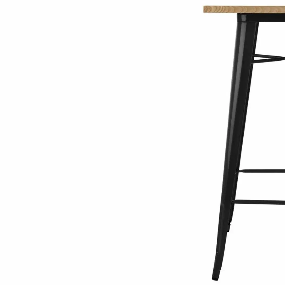 HOLLI ST-BL Bistro Bartisch mit Holzplatte schwarz
