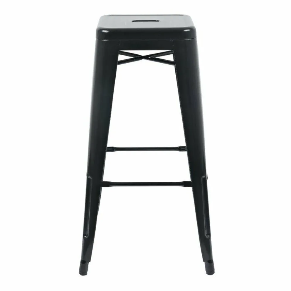 HOLLI-ST-BL Bistro hoher Bistrobarhocker Stahl in schwarz, Sitzhöhe 77cm