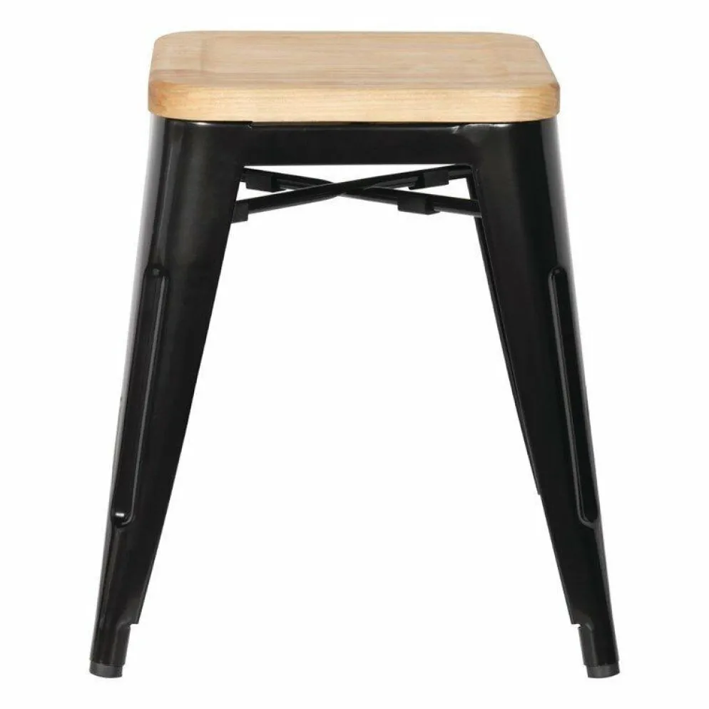 HOLLI-ST-BL35 Bistro Stuhl, Stahl mit Holzsitz, Sitzhöhe 45cm