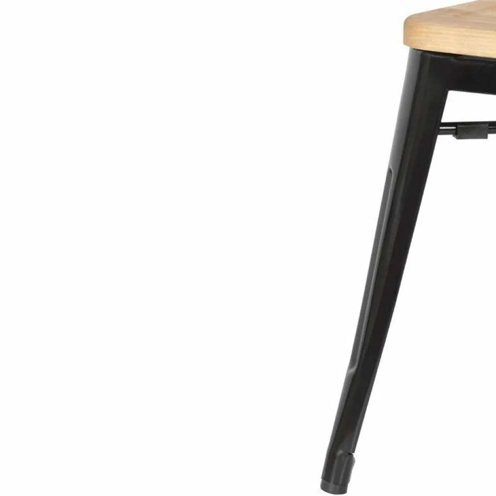 HOLLI-ST-BL35 Bistro Stuhl, Stahl mit Holzsitz, Sitzhöhe 45cm