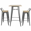 HOLLI ST-G Bistro Bartisch mit Holzplatte grau