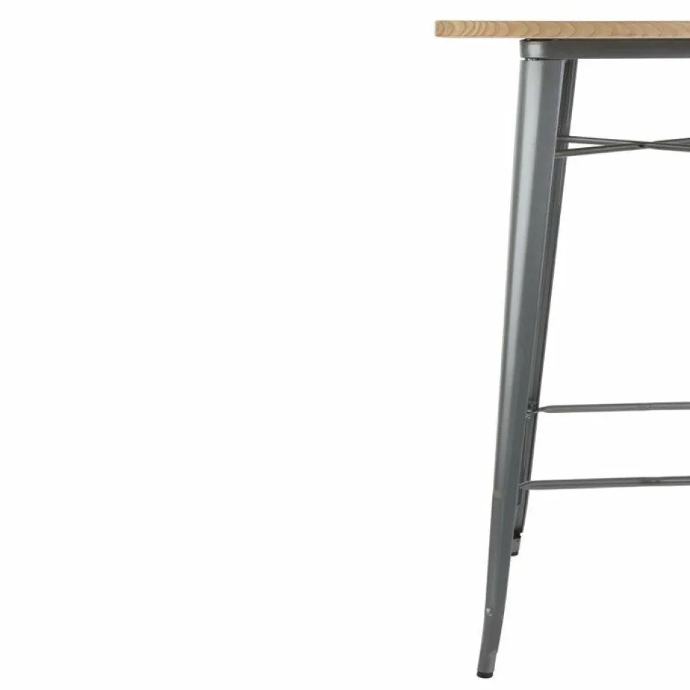 HOLLI ST-G Bistro Bartisch mit Holzplatte grau