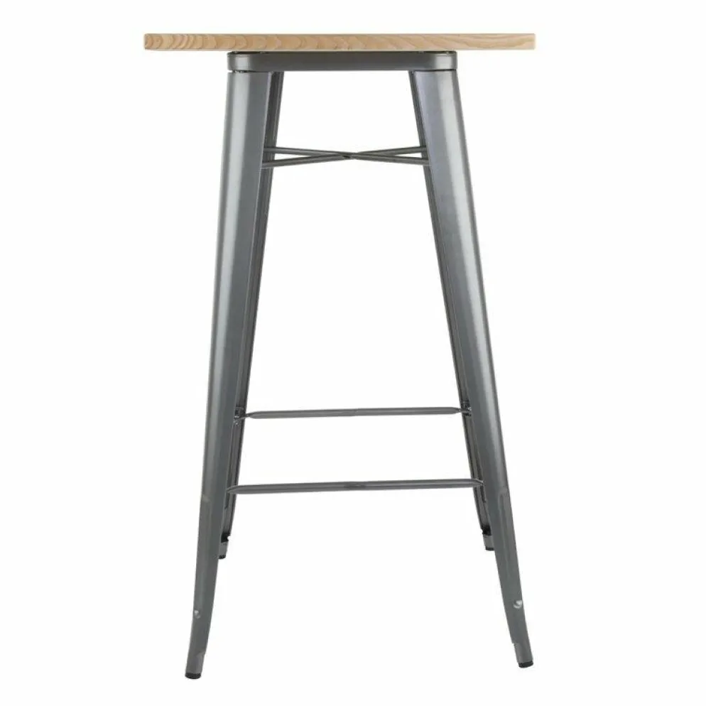 HOLLI ST-G Bistro Bartisch mit Holzplatte grau