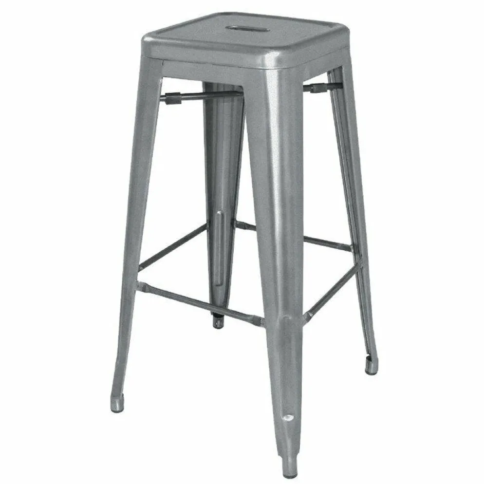 HOLLI-ST-G Bistro hoher Bistrobarhocker, Stahl in grau, Sitzhöhe 76cm