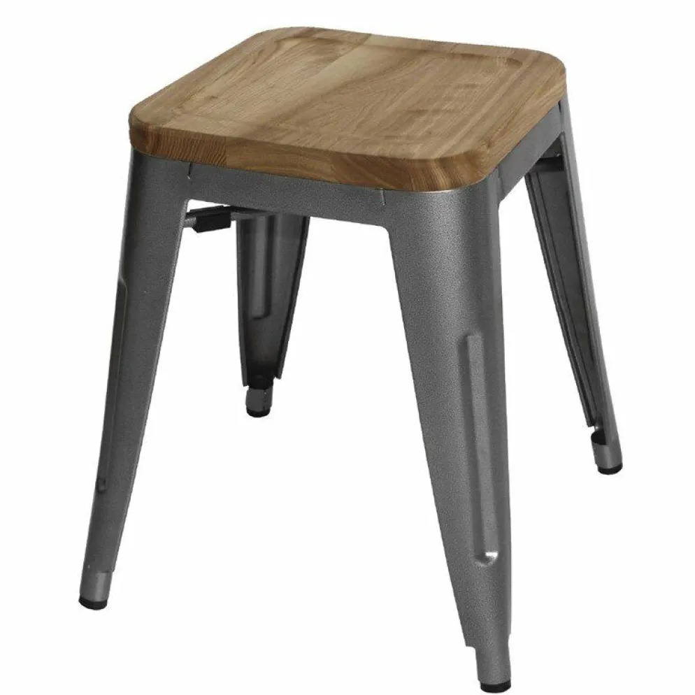 HOLLI-ST-G36 Bistro Stuhl, Stahl mit Holzsitz, 40,5x40,5x45,5cm
