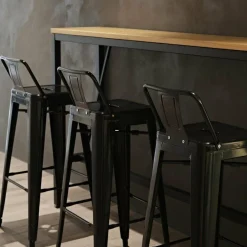 HOLLI-STR-BL Bistro hoher Bistrobarhocker aus Stahl, schwarz