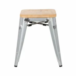 HOLLI-ST-S34 Bistro Stuhl, Stahl mit Holzsitz, Sitzhöhe 45cm