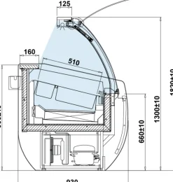IGLOO Eistheke Eisvitrine Aruba 2/1.0 für 7 Behälter, Breite 1070mm