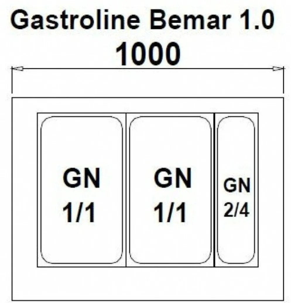 IGLOO GASTROLINE 1.0 Bain-Marie Heiße Theke, 1000mm für 2x GN 1/1 + 1x GN 2/4