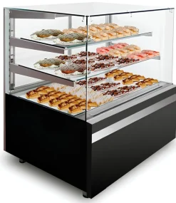 IGLOO Kuchentheke Kuchenvitrine GASTROLINE CUBE 0.9W Schwarz, 910x835x1250 mm
