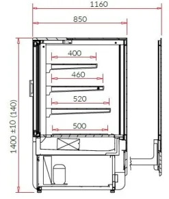 IGLOO Kuchentheke Kuchenvitrine INNOVA schwarz, 3 Regale, Breite 1000mm
