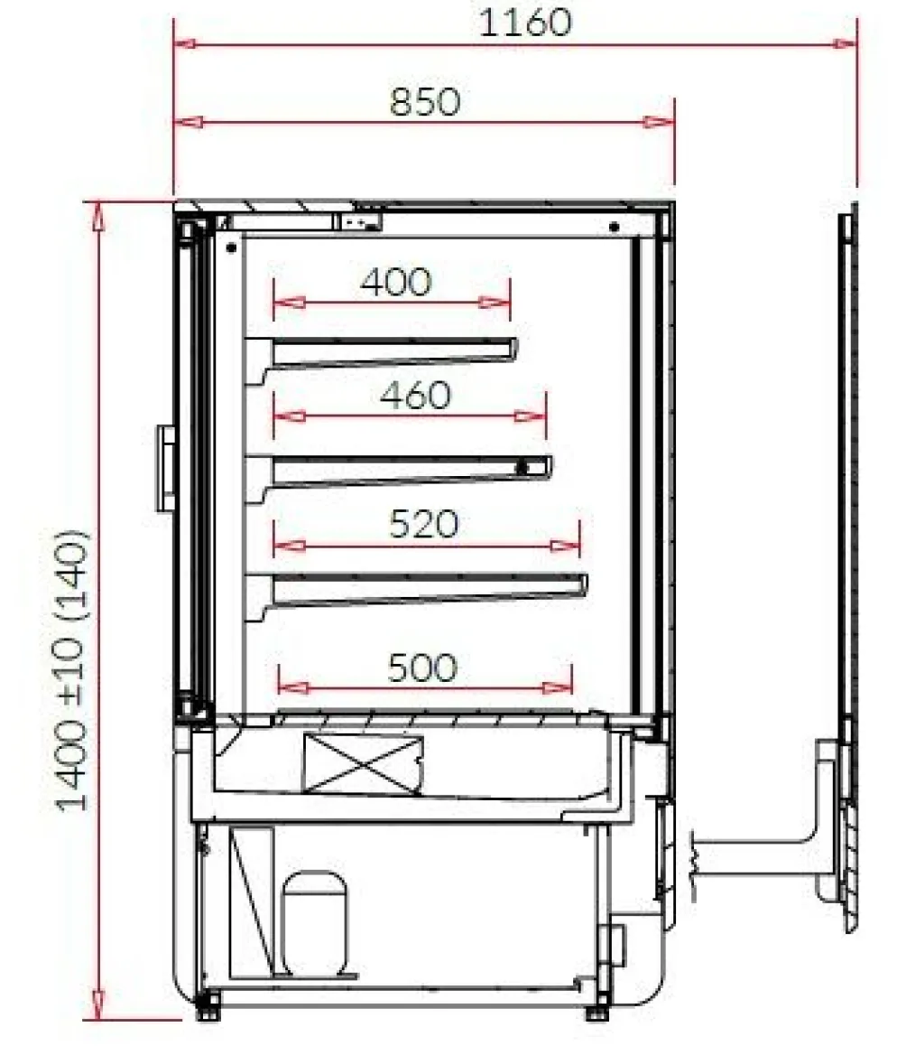 IGLOO Kuchentheke Kuchenvitrine INNOVA schwarz, 3 Regale, Breite 1000mm