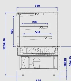 IGLOO Kuchentheke Kuchenvitrine GASTROLINE CUBE 0.6W ML08, Breite 610mm