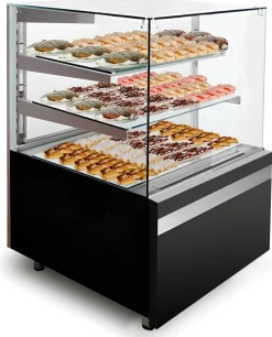 IGLOO Kuchentheke Kuchenvitrine GASTROLINE CUBE 0.6W Schwarz, 610x835x1250 mm