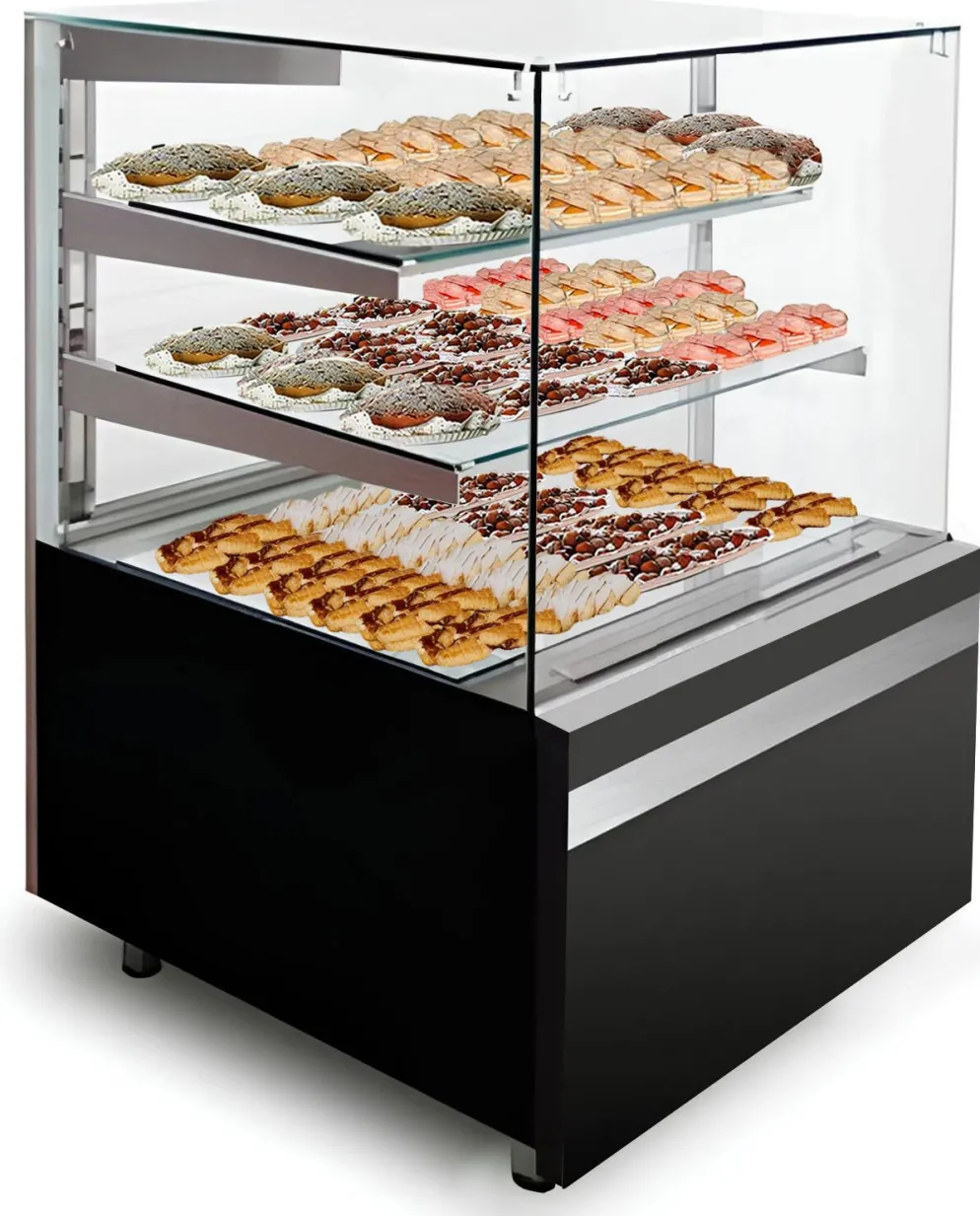 IGLOO Kuchentheke Kuchenvitrine GASTROLINE CUBE 0.6W Schwarz, 610x835x1250 mm