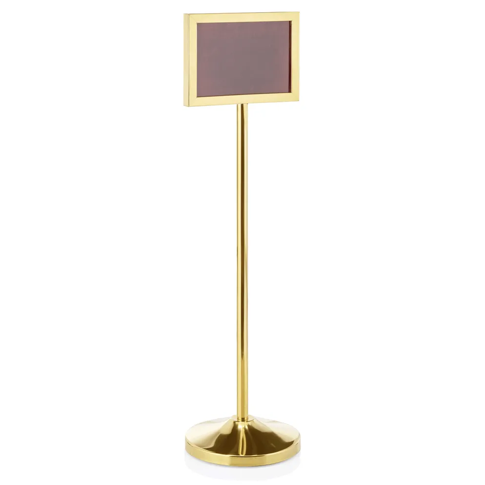 Info Ständer 120 cm hoch, DIN A4 Format quer goldfarben