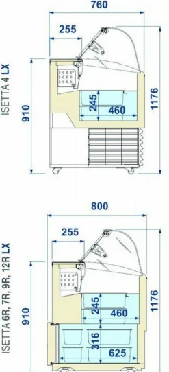ISA Speiseeisvitrine ISETTA TP LX 6R, statische Kühlung, Breite 1184mm