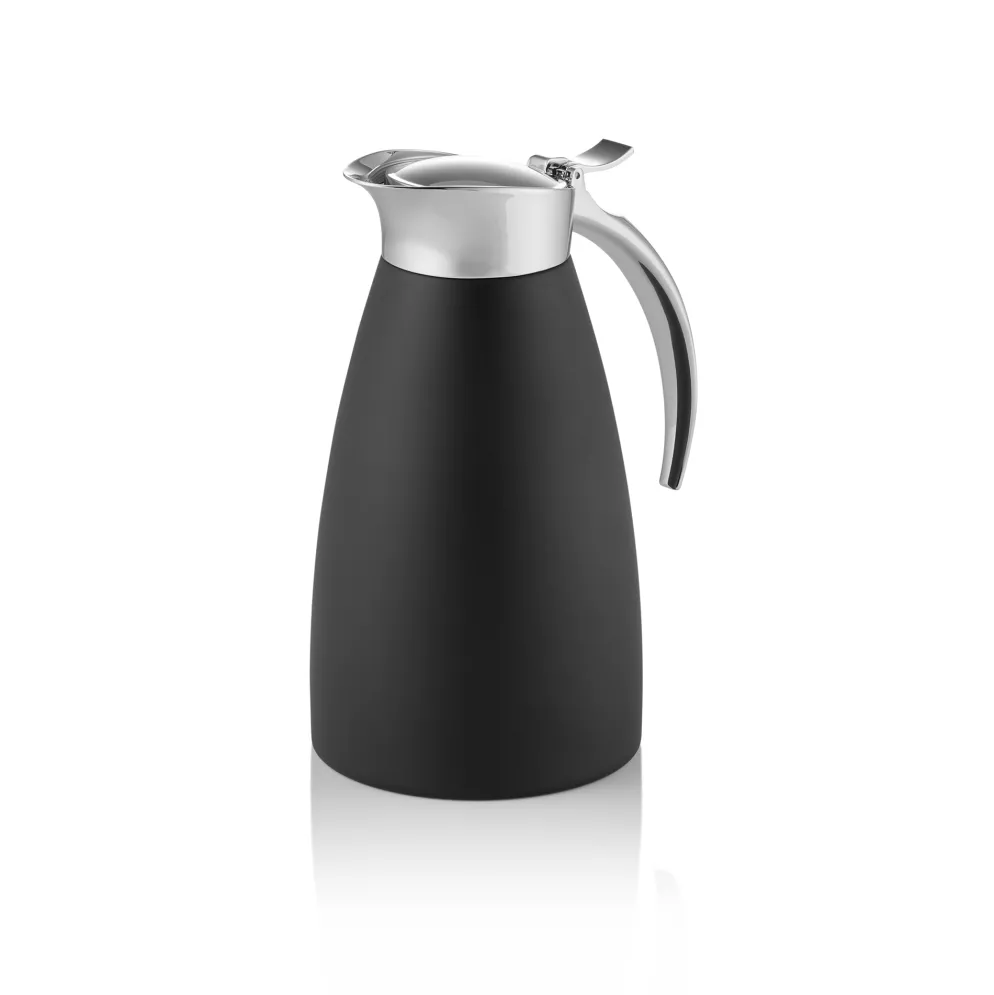 Isolierkanne, 0,6 Liter, Ø 10,5 cm, Höhe 19,5 cm, schwarz, Chromnickelstahl 18/8