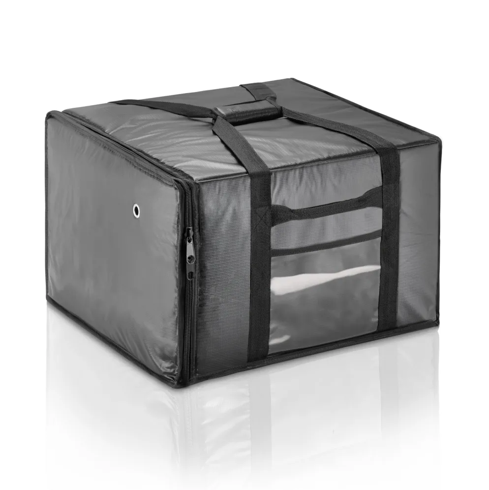 Isoliertasche, für 6 Pizzen, 51 x 48 x 34 cm, schwarz, Kunststoff, Aluminium