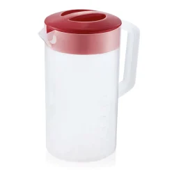 Kanne mit rotem Deckel, 2,5 Liter, Skalierung 250 ml, Polypropylen