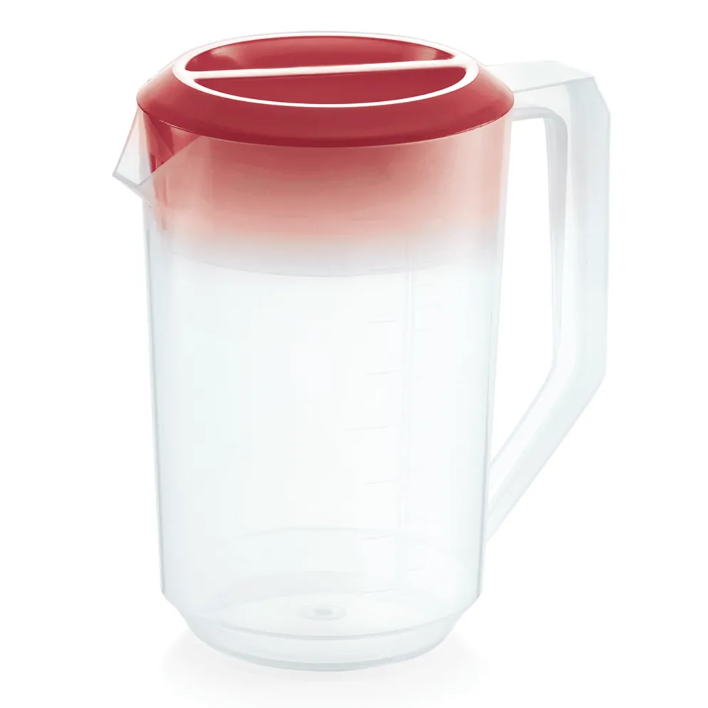 Kanne mit rotem Deckel, 1,8 Liter, Skalierung 100 ml, Polypropylen