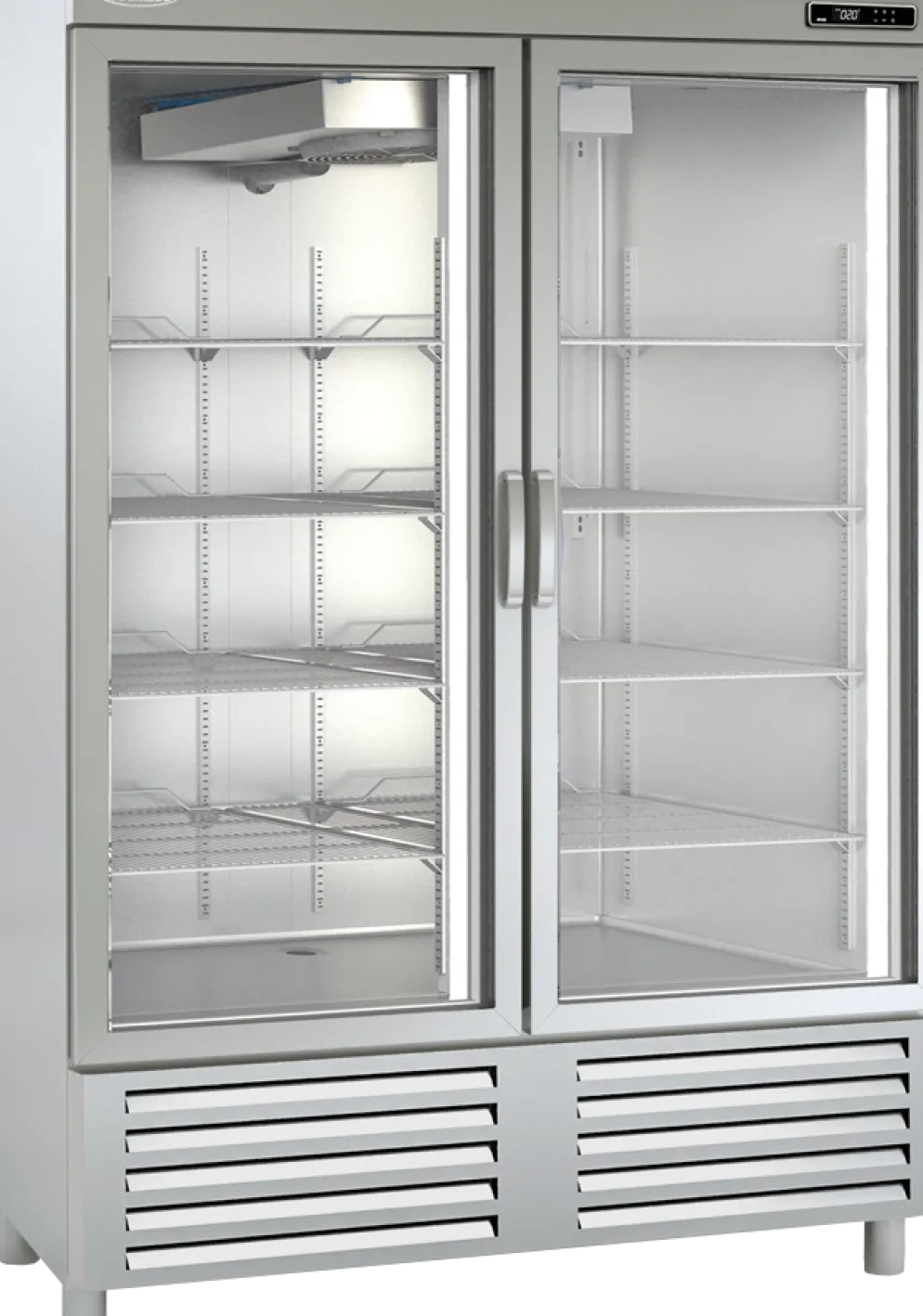KBS Edelstahlkühlschrank mit Glastüren KU 1300 G