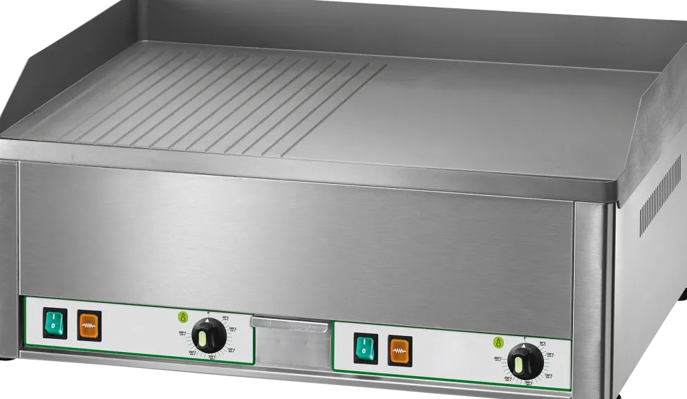 KBS Elektro-Grillplatte 6kW 2 Heizzonen 1/2 glatt + 1/2 gerillt