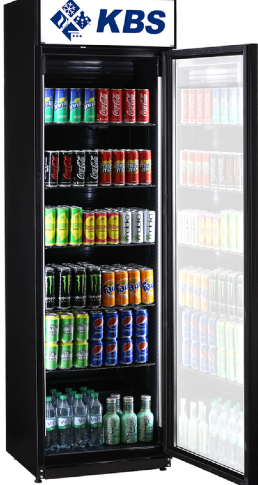 KBS Glastürkühlschrank FLK 365 schwarz, 385L