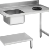 KBS Zulauftisch Becken links, mit Abfallloch Breite 120cm und Grundboden