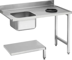 KBS Zulauftisch Becken links, mit Abfallloch Breite 120cm und Grundboden
